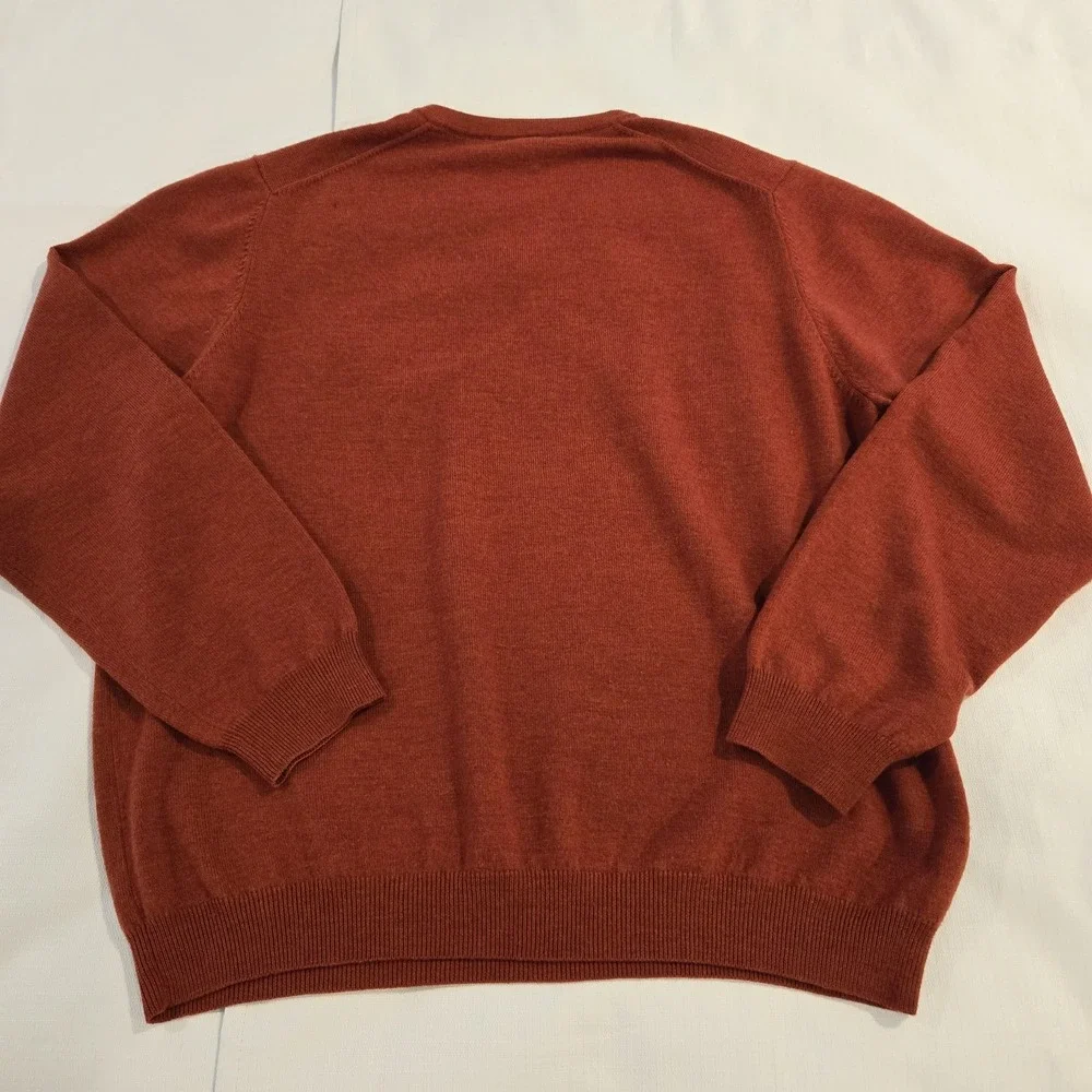 Brooks Brothers Men's Stretch‎ Merino Wool Blend Orange Brown Pullover Sweater L